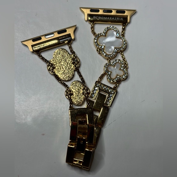 BCBGMaxAzria Gold and White Link Apple Watch Band - Picture 2 of 6